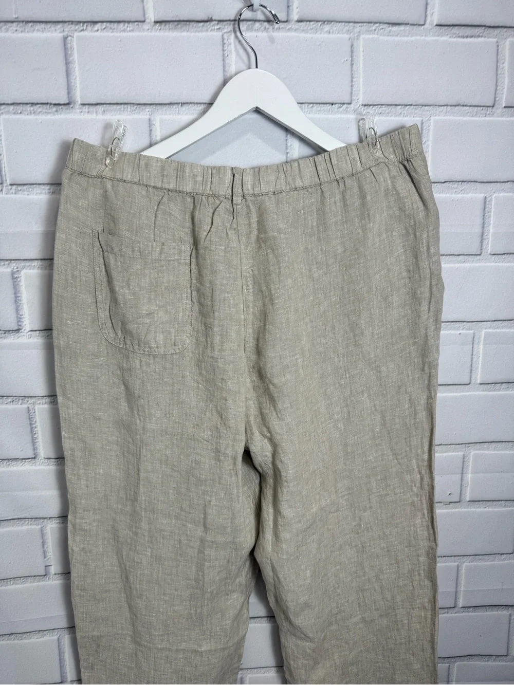 Quince 100% Linen Pull-On Crop Pants Natural Beige designer Cottagecore/ size M